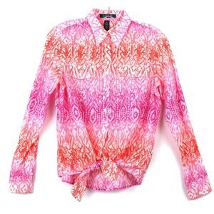 LAUREN Ralph Lauren Tie Front Batik Print Shirt